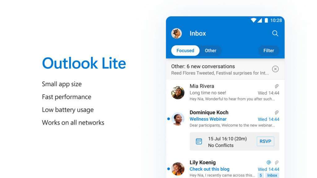 أوتلوك لايت Outlook Lite لمستخدمي أندرويد Android